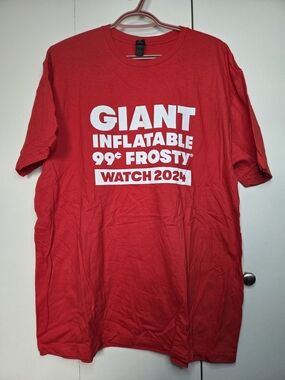 🌷Men's/Unisex XL Red 'Giant Inflatable 99¢ Frosty Watch 2024' Graphic Tee